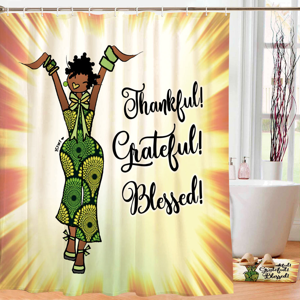Thankful Grateful Blessed! Designer Shower Curtain - DSC179