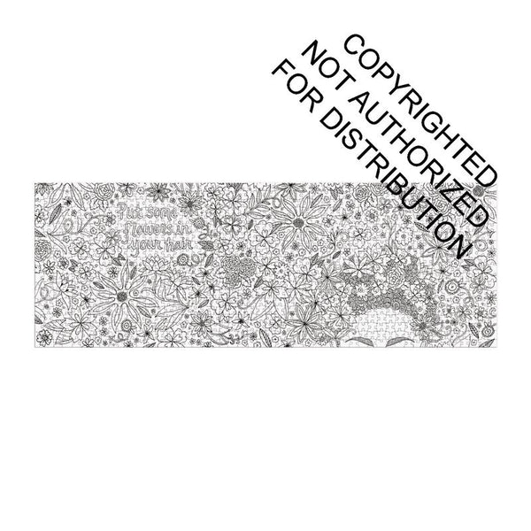 Andrea Pippins Flowers In Your Hair Color-In 1000 Piece Panoramic Puzzle