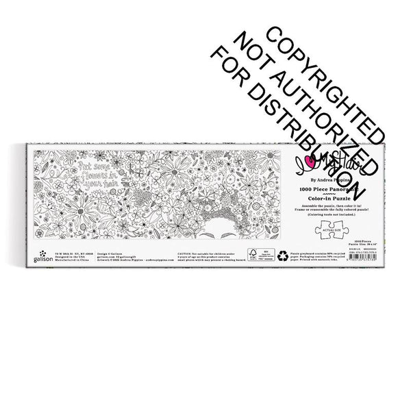 Andrea Pippins Flowers In Your Hair Color-In 1000 Piece Panoramic Puzzle
