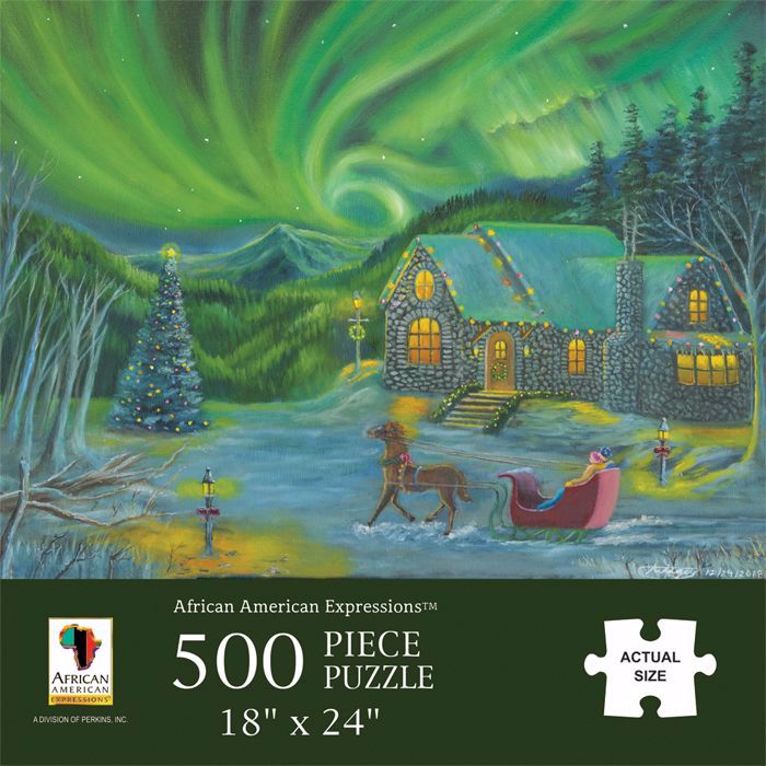 Northern Lights Christmas Scene Puzzle