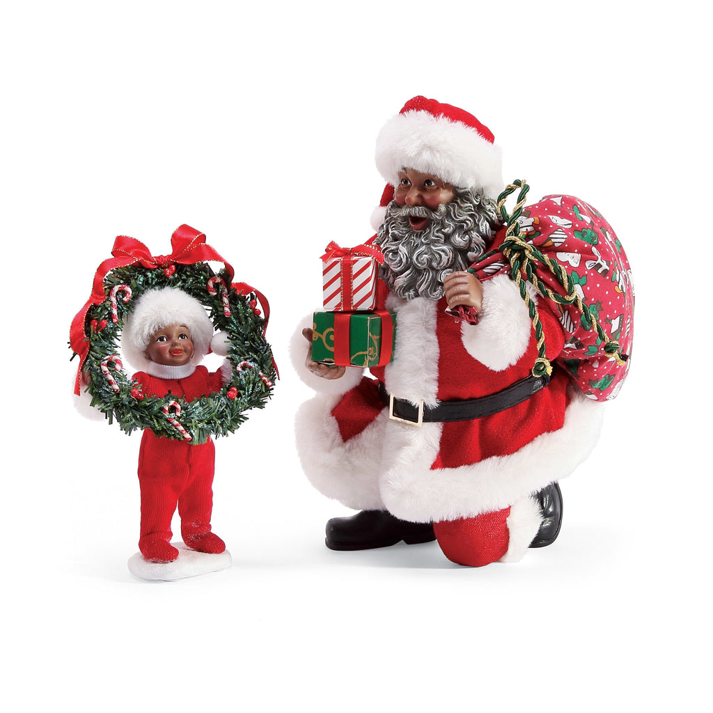Peek A Boo African American Santa Claus - 8.5" - 6003860