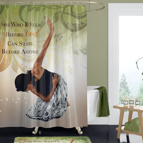 She Who Kneels Shower Curtain